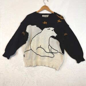 The Import Workshop Polar Bear Sweater Black Cream Acrylic Knit Size L Korea‎
